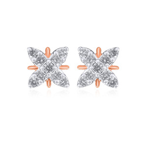 Impresionantes Pendientes de Mariposa con Diamantes Chapados en Oro Rosa Ixora, Lindos para Uso Diario, con Diamantes Naturales de Corte Brillante Redondo para Mujer - Product Image 1