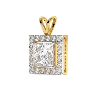 Pendentif halo en diamant taille princesse cultivé en laboratoire, 1 carat, certifié IGI D VVS2, or jaune 10K, collier de luxe pour cadeau et soirée - Product Image 4