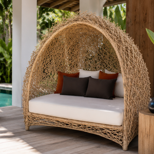 ARTERRA Premium Moderne Chaise Longue de Jardin en Teck avec Baldaquin, pour Piscine et Plage, avec Coussins Résistants aux UV, pour Cour - Product Image 2