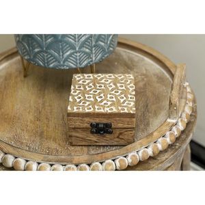 Boîte à bijoux en bois rectangulaire sculptée, design oriental, boîte de rangement à un seul niveau pour organiser, boîte décorative - Product Image 4