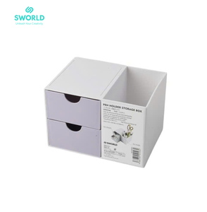 SWORLD Pastel <b>Plastic</b> Pen Holder <b>Storage</b> Box, Multi-Compartment Desk Organizer with <b>Drawer</b> for Office Supplies Wholesale - Product Image 4