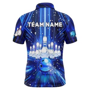 Wholesale Personalized <b>Bowling</b> Polo Shirt for Men Custom 100% Polyester <b>Bowling</b> Team Polo Shirt - Product Image 3