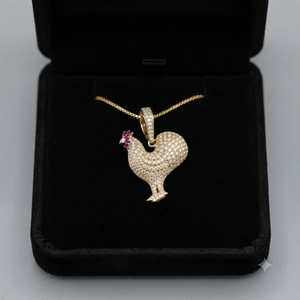 Trendy Stylish Custom Iced <b>Gold</b> Plated 925 Silver Handmade Rooster Lab Grown Diamond Statement <b>Pendants</b> Necklace Charms Unisex - Product Image 5