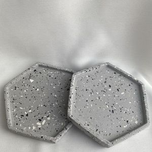 Modern Design Natural White <b>Marble</b> <b>Coaster</b> Set With Metal Holder White Color Hexagon Shape Cup Glass Table Protrct <b>Coaster</b> Mats - Product Image 5