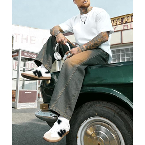 Jean ample en denim délavé style vintage pour homme – Pantalon décontracté streetwear à jambe large - Product Image 5