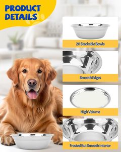 Ventes en gros de bols pour chiens et chats en acier inoxydable, durables, portables, bols de remplacement pour nourriture et eau avec support réglable - Product Image 2