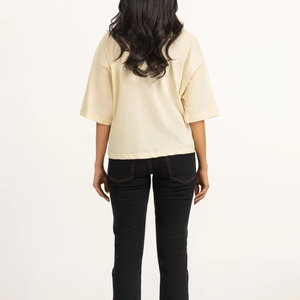Camiseta Oversize Personalizada para Mujer al por Mayor, Cuello Redondo, Estampado Gráfico, Lisa, de Algodón de Alta Calidad, Informal - Product Image 6