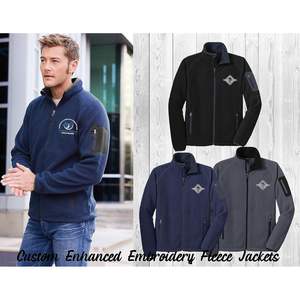 F229 2025 Vestes en polaire à glissière complète personnalisées pour hommes avec textes de logo et amélioration de la broderie - Product Image 3