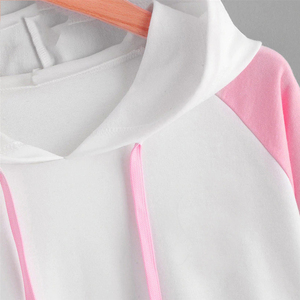 Hoodie court blanc pour femme, style tendance, pour l'hiver - Product Image 5