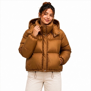 Women's Puffer <b>jacket</b> With Hood Stand Collar Full <b>Sleeve</b> Warm Winter <b>Jacket</b> Casual Style <b>Short</b> Length - Product Image 1