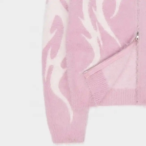 Pull en mohair pour homme, automne et hiver, avec logo personnalisé, fermeture éclair, sweat à capuche tricoté, sweat à capuche zippé du fabricant - Product Image 3