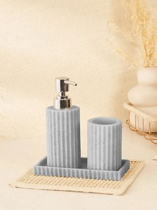 Hot Sale Eco-Friendly Luxury Resin Five-Piece Bathroom Set Gold Flake Lotion Dispenser <b>Toothbrush</b> Cup Soap Dish Tray Hotel Use - Product Image 5