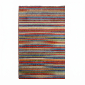 Alfombra de área gruesa, ecológica, antideslizante, de lana, con rayas horizontales multicolor personalizadas, para sala de estar, hotel, villa - Product Image 1