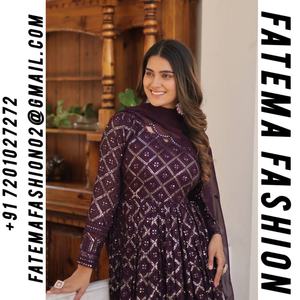 Conjunto de Vestido ANARKALI de Georgette con Bordado de Lentejuelas y Duppatta para Mujeres Indias y Pakistaníes para Ocasiones Especiales - Product Image 2