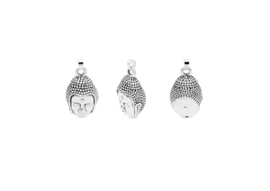 Pendentif Bouddha religieux granulé en argent 925 - Product Image 1
