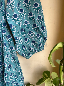 เดรสยาวผ้าฝ้ายขายดีปี 2026 คอวี แขนยาว ปักลายดอกไม้ พิมพ์ลายบล็อก ผ้าฝ้ายอินเดีย ชุดลำลองแบบยาว - Product Image 4