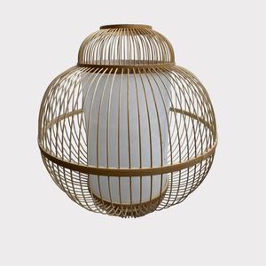 Abat-jour suspendu moderne en bambou et rotin tressé avec caches-lumière décoratifs, fabriqué au Vietnam - Product Image 4