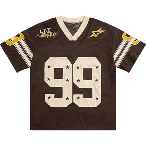 Custom Printed Mesh Football Jersey V Neck Short Sleeve Green Gold 99 Number Breathable Moisture-Wicking Summer <b>Athletic</b> Shirt - Product Image 3