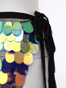 Falda larga de danza del vientre para mujer, pañuelo de cadera con cordones, trajes de danza para festivales, hip-hop, jazz, vals, fiestas temáticas musicales - Product Image 4