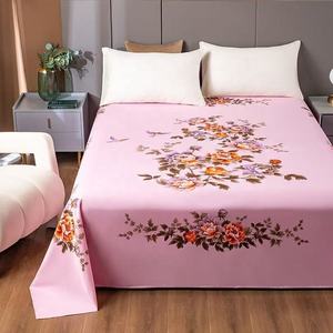 100% Cotton 400TC Woven Floral <b>Print</b> Flat Bed <b>Sheet</b> American Style Bedding Wholesale Bulk Supplier Manufacturer - Product Image 1