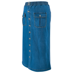 Falda Larga de Mezclilla de Cintura Alta para Mujer, Tallas Grandes XL-5XL, con Botones, Secado Rápido, 100% Algodón, Silueta Lápiz, Invierno - Product Image 6