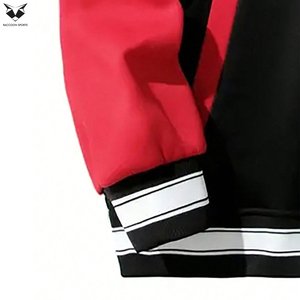 Custom Men Fleece Varsity Jacket, Heavyweight Cotton Blend Casual Sweatshirt Style Snap <b>Button</b> Blank Streetwear Bomber Jacket - Product Image 4