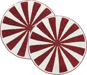 Christmas Village Hand <b>Beaded</b> Round <b>Placemat</b> Decorative Table Mat Holiday Dining Table Setting Home Party Decor - Product Image 4