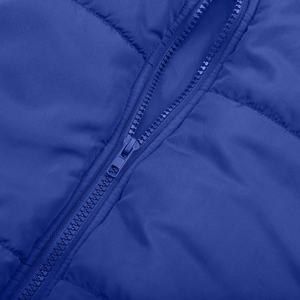 Veste matelassée personnalisée pour femme, bleu uni, manches longues, col montant, fermeture éclair, rembourrage épais en coton, longueur courte, pour l'hiver - Product Image 6