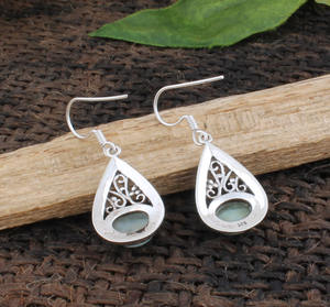 Auténticos Pendientes de Larimar Natural Dominicano, Plata de Ley 925, Joyería de Lujo Unisex para Bodas y Fiestas - Product Image 6