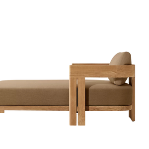 Hot Sale The Plaza Luxury Modern Minimalist Teak Outdoor Daybed <b>Sofa</b> Natural Finish Thick Armrest Cushion Lounge Chair - Product Image 6