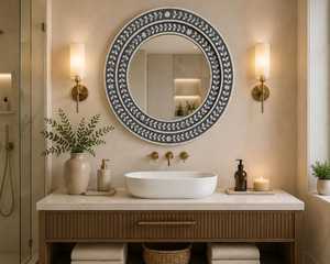 United Trade World's Customized Eco-Friendly Modern Bone Inlay Wall <b>Mirror</b> Frame Stand Decorative Bathroom <b>Mirror</b> - Product Image 6