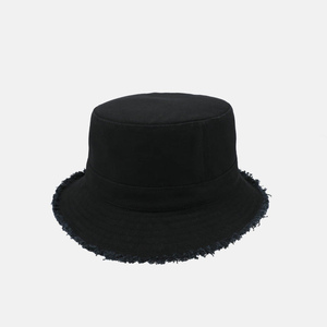 Sombrero de Pescador de Lona de Algodón Negro con Borde Deshilachado, Unisex, Casual, para Primavera/Verano, 56-58CM, en Oferta - Product Image 3