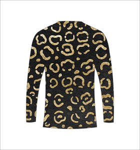เสื้อกีฬาแขนยาวลายเสือดาวสีทอง เสื้อยืดออกกำลังกายระบายอากาศได้ดี - Product Image 6