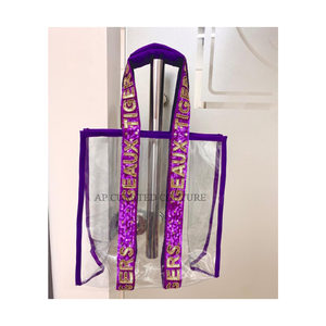 Bolsos Transparentes Hechos a Mano con Cuentas y Asas Personalizadas, Ideales para Fiestas y Estadios, con Patrón de Letras - Product Image 2