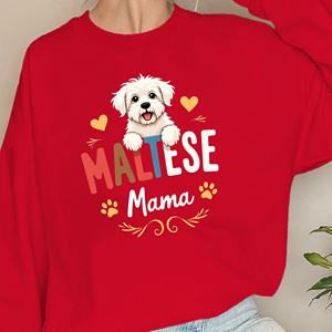 Sweatshirts imprimés pour femmes avec chien maltais et éléments décoratifs Style tricoté décontracté - Product Image 5