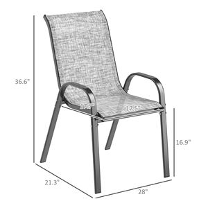 Set of 4 <b>Stackable</b> Patio <b>Chairs</b> <b>Outdoor</b> Dining with High Breathable Mesh Seat Mixed Gray for Garden Lawn and Gym Application - Product Image 3