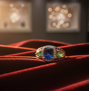 Anillo de Plata de Ley 925 con 6 Piedras, Chapado en Oro de 18K, con Gemas Mixtas, Hecho a Mano, Regalo de Joyería - Product Image 3