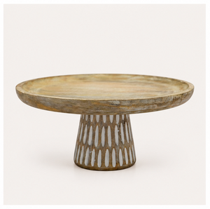 Base Redonda para Pastel de Madera de Mango Hecha a Mano con Pedestal Blanco, Elegante Base Rústica para Exhibición de Postres para Bodas y Cumpleaños - Product Image 3