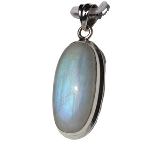 Collar con Colgante de Piedra Lunar Natural, Plata 925, Cabujón Ovalado Hecho a Mano, Pieza Inspirada en Artesanía, Joyería Moderna con Gemas - Product Image 6