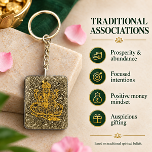 Llavero de ágata y pirita chapado en oro con colgante cuadrado de Radha Krishna, amuleto para bolso, ideal para regalo y decoración - Product Image 4