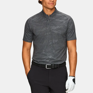 Camiseta Deportiva Personalizada OEM Dry Fit Camo para Golf, Cuello Mao, Transpirable, Color Gris Jaspeado, Tejido de Punto 100% - Product Image 1