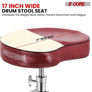 5 Core Drum Throne 4" <b>Padded</b> Guitar <b>Stool</b> Drummer Chair Adjustable Musician Seat - Product Image 3