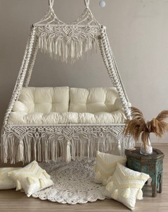 Outdoor Indoor Macrame Swing Bed, Hanging Chair, Hanging Porch Swing Bed, Garden Hammock, Hängesessel, Macrame Hammock Chair - Product Image 2