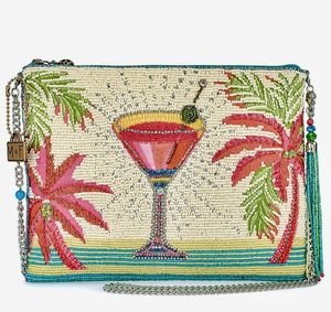 Porte-monnaie brodé à la main avec perles, mini sac à main de créateur, doublure en polyester, chaîne de poignet pour femme - Product Image 3