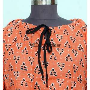 Robe Courte Décontractée pour Femme 100% Coton, Manches Évasées, Col Rond, Imprimé Floral, Taille Naturelle, Écologique – Vente en Gros - Product Image 3