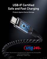 Câble USB C vers USB C Anker A88E2 Prime, 240W, 6 pieds, câble de charge rapide USB C, version améliorée en nylon tressé