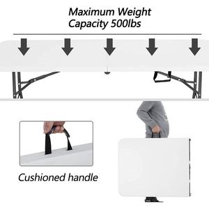 Tavolo Pieghevole Portatile Bianco 6 Piedi 70*29 per Feste ed Eventi all'Aperto - Product Image 4