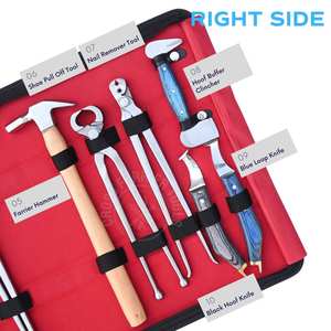 Kit d'outils de ferrage pour équins, conçu pour le retrait de sabots et les travaux de clouage : marteau, extracteur de clous, pince à clous, écarteur de sabots - Product Image 4