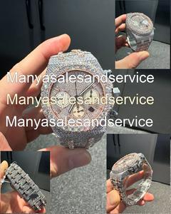 Reloj de Lujo para Hombre con Diamantes Moissanite VVS1 en Oro Rosa, Esfera de Cristal, Caja de Acero Inoxidable, Cierre de Brazalete, Resistencia al Agua de 10 Bares - Product Image 1