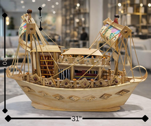 Maquette de bateau à voile en bois artisanale, bateau décoratif avec gréement pour la décoration de table, de la maison, du salon, du bureau, de l'étagère ou du bureau - Product Image 5